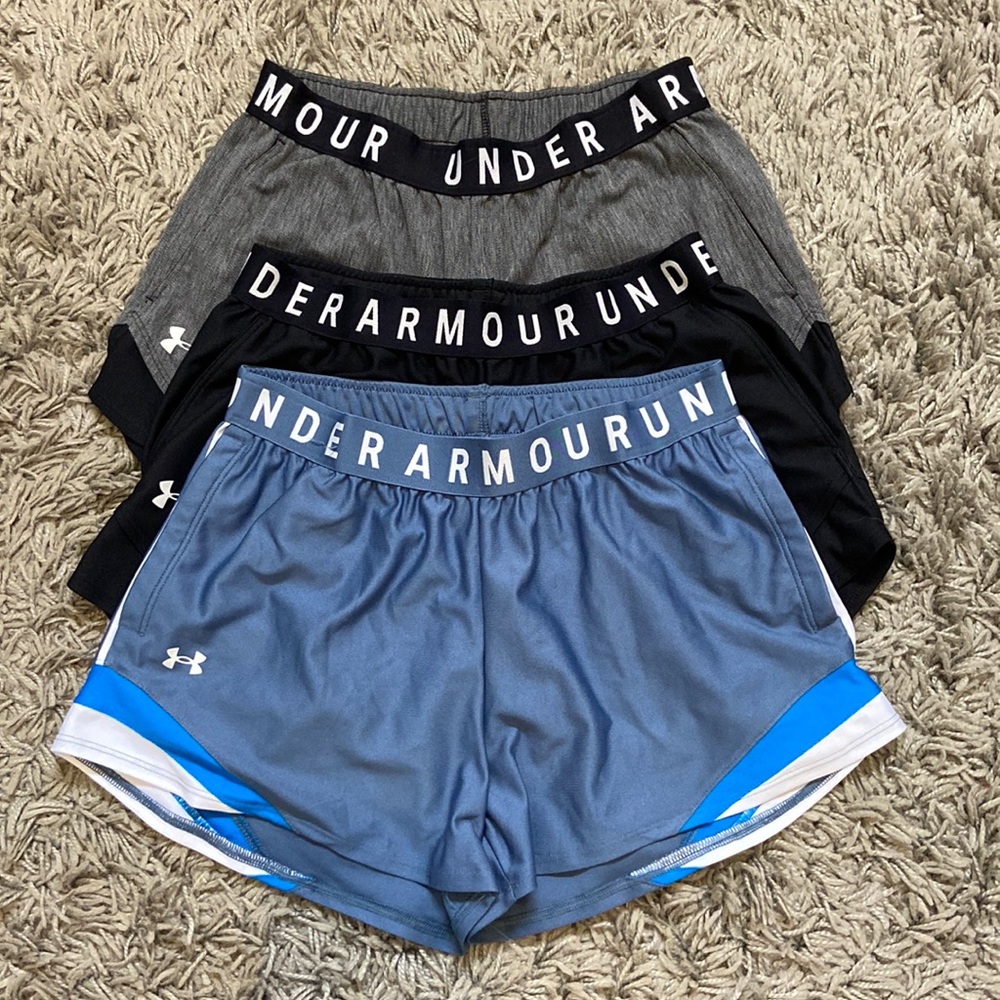 Bundle of 3 Under Amour Athletic Shorts (blue, black & gray)